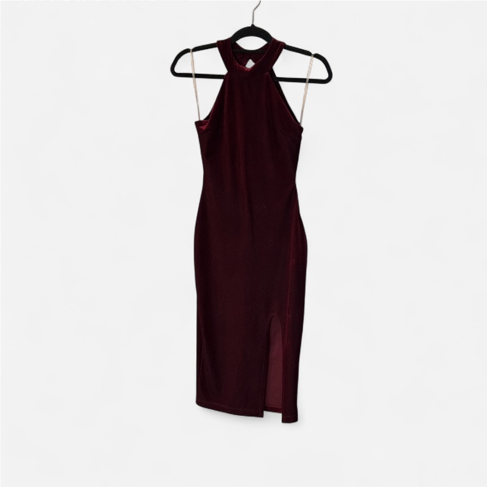 Windsor Deep Red Halter Midi Dress